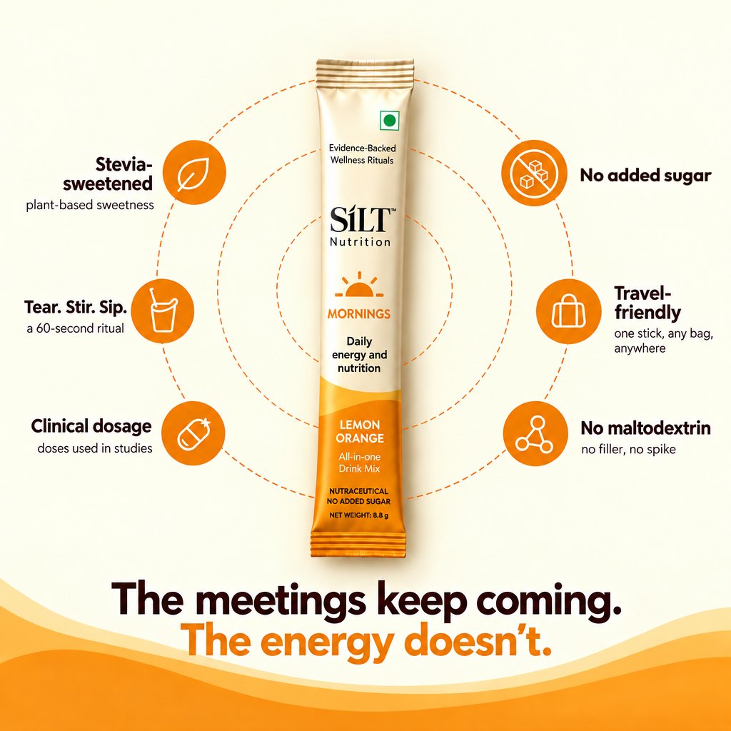 What the drink mix is: stevia-sweetened, no added sugar, clinical doses, no maltodextrin, travel-friendly