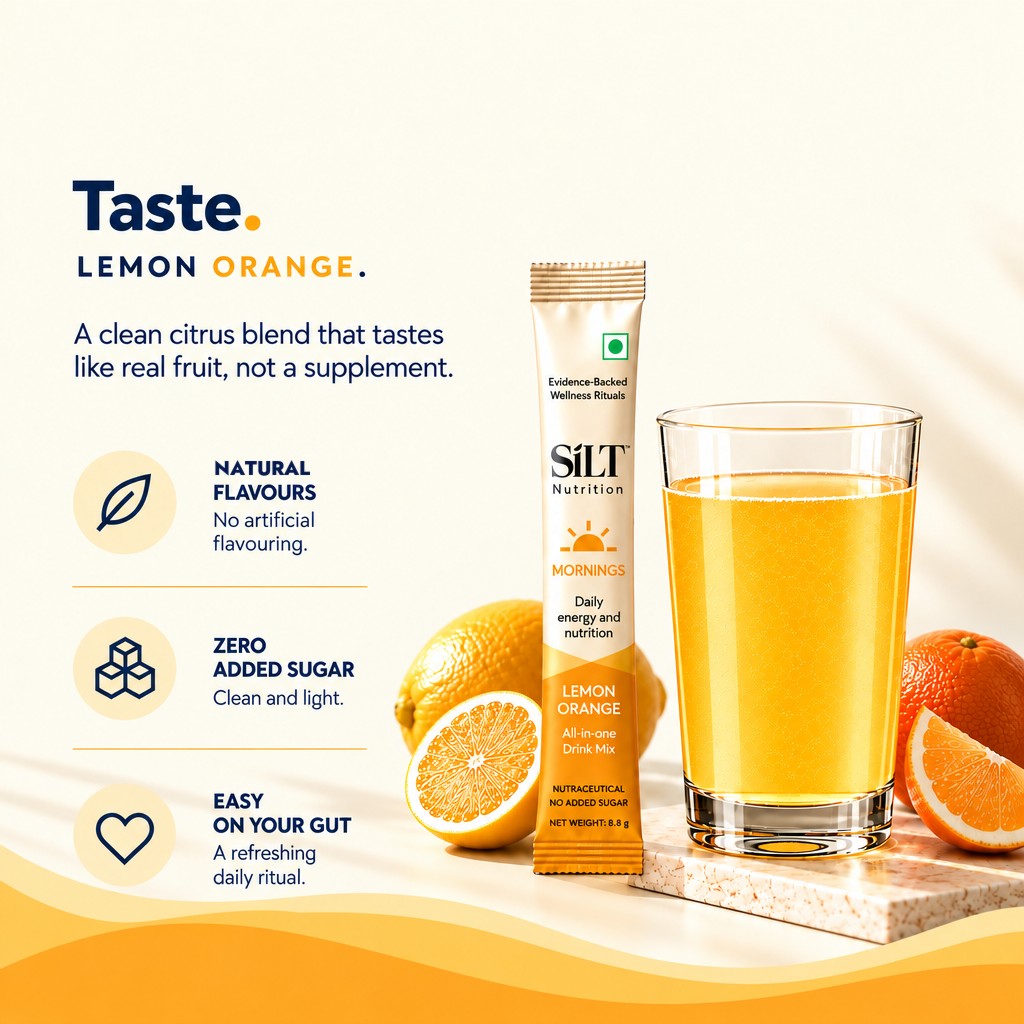 Lemon Orange taste: real fruit flavours, zero added sugar, easy on the gut