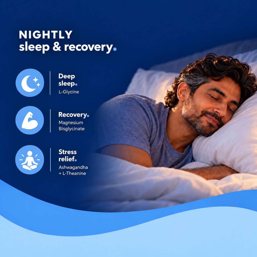 Nightly sleep and recovery: deep sleep, recovery, stress relief