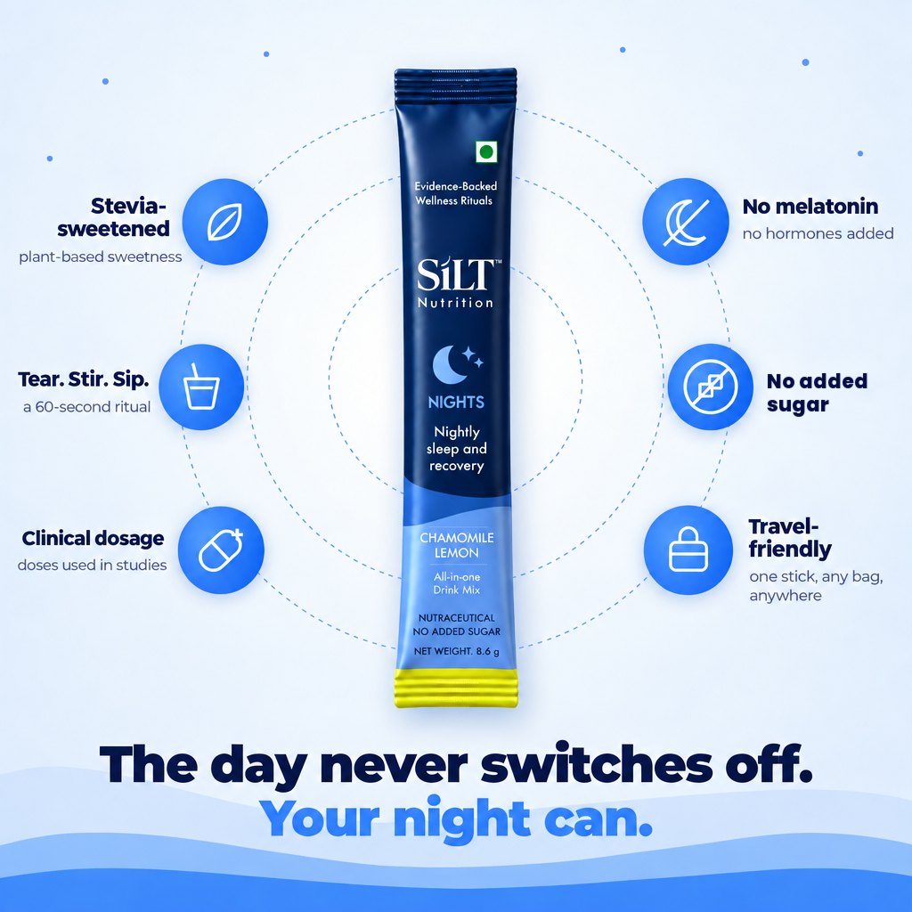 What the drink mix is: no melatonin, no added sugar, clinical doses, stevia-sweetened, travel-friendly